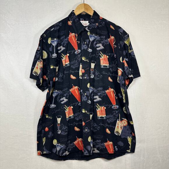World Wide Sportsman Large Men's Graphic Print Shirt‎ Buttoned Cocktail Party - Picture 1 of 8